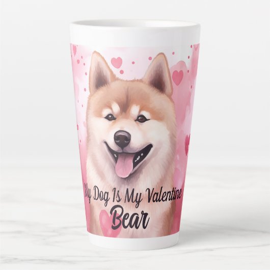 Mijn Akita Dog is mijn Valentijn gepersonaliseerde Latte Mok (Voorkant)
