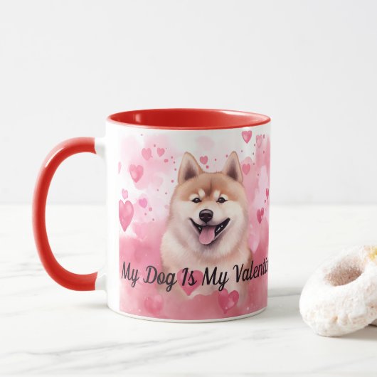 Mijn Akita Dog is mijn Valentijn gepersonaliseerde Mok (Met donut)