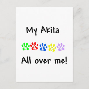 Mijn Akita loopt over me heen Briefkaart