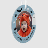Mijn allereerste Boo foto Halloween Blue bevestige Ornament (voorkant)
