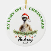 Mijn allereerste kerst met Naam en Jaar Aus Emu Keramisch Ornament (Voorkant)