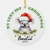 Mijn allereerste kerst met Naam en Jaar Koala Keramisch Ornament (Voorkant)