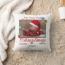 Mijn allereerste kerstbabyfoto gepersonaliseerd kussen