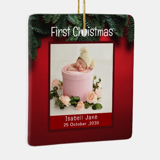 Mijn allereerste kerstfoto met persoonlijke naam F Keramisch Ornament (Rechts)