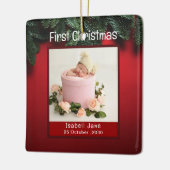 Mijn allereerste kerstfoto met persoonlijke naam F Keramisch Ornament (Links)