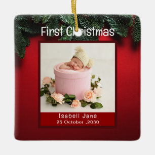 Mijn allereerste kerstfoto met persoonlijke naam F Keramisch Ornament