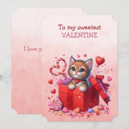 Mijn allerliefste Valentijnse Kitten In Een Doos Feestdagenkaart