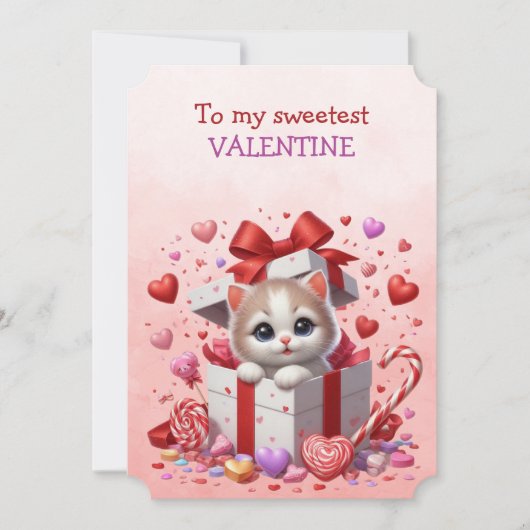 Mijn Allerliefste Valentijnse Kitten In Een Doosje Feestdagenkaart (Voorkant)