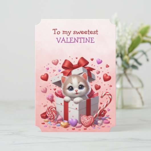 Mijn Allerliefste Valentijnse Kitten In Een Doosje Feestdagenkaart (Staand voorkant)