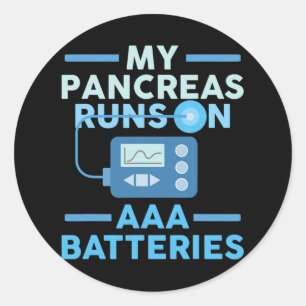 Mijn alvleesklier draait op AAA-batterijen Type 1 Ronde Sticker