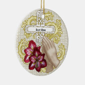 Mijn Amaryllis Christelijk Kruis Keramisch Ornament (Rechts)
