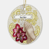 Mijn Amaryllis Christelijk Kruis Keramisch Ornament (Links)