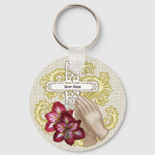 Mijn Amaryllis Christelijk Kruis sleutelhanger