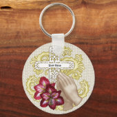 Mijn Amaryllis Christelijk Kruis sleutelhanger (Voorkant)