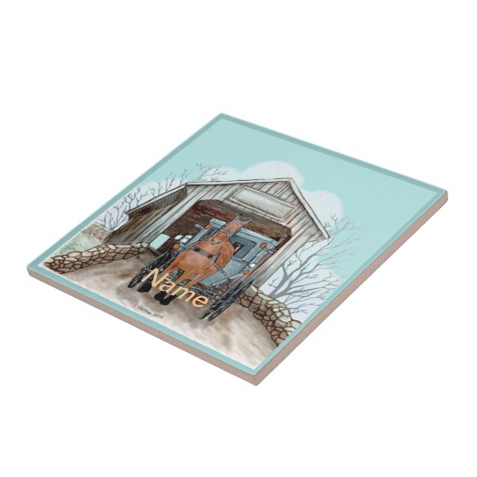 Mijn Amish Covered Bridge Tegeltje (Zijkant)