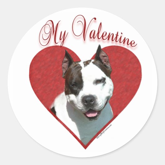 Mijn AmStaff Valentijn Ronde Sticker (Voorkant)