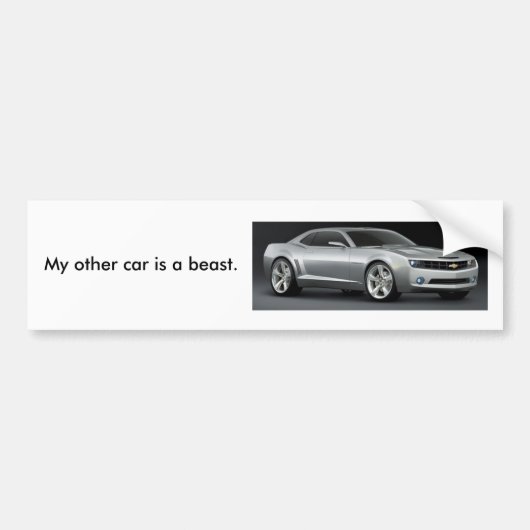 Mijn andere auto is een beest./Zilver. Bumpersticker (Voorkant)