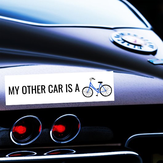 MIJN ANDERE AUTO IS EEN BIKE Cute Blue Bicycle Cyc Bumpersticker