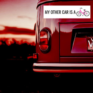 MIJN ANDERE AUTO IS EEN BIKE Cute Pink Bicycle Cyc Bumpersticker