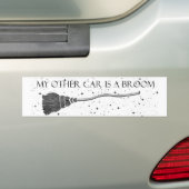 Mijn andere auto is een Broom Bumpersticker Witch  (Op auto)