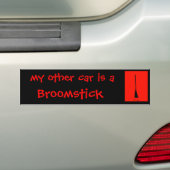 Mijn andere auto is een Broomstick Bumpersticker (Op auto)