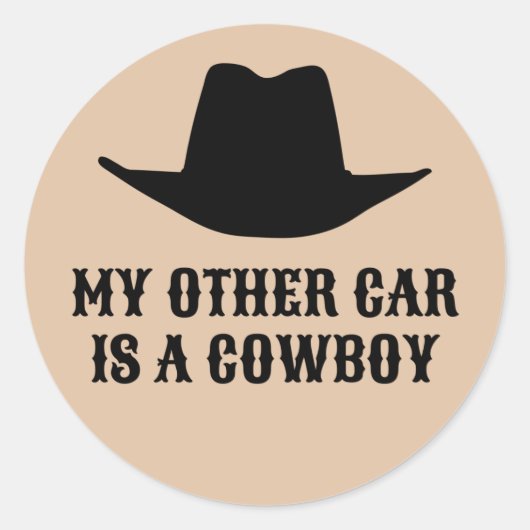 Mijn andere auto is een cowboy ronde sticker (Voorkant)