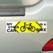 MIJN ANDERE AUTO IS EEN FIETS BUMPERSTICKER (Op auto)