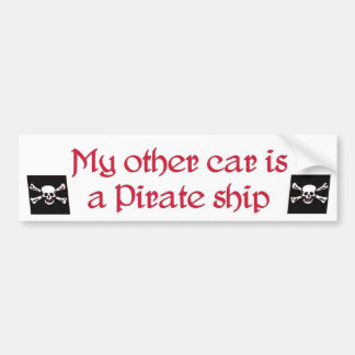 Mijn andere auto is een piratenschip bumpersticker