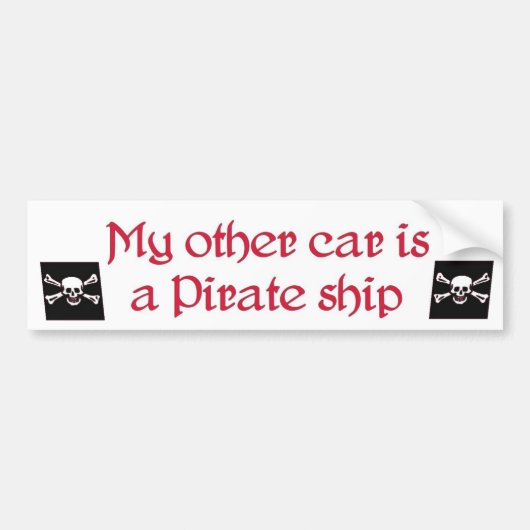Mijn andere auto is een piratenschip bumpersticker (Voorkant)