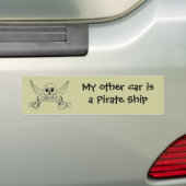 Mijn andere auto is een Piratenschip Bumpersticker (Op auto)