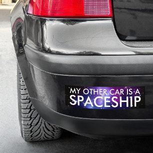 Mijn andere auto is een ruimteschip Paars sterrens Bumpersticker