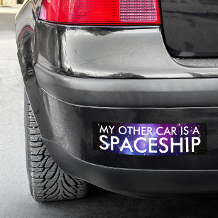 Mijn andere auto is een ruimteschip Paars sterrens Bumpersticker