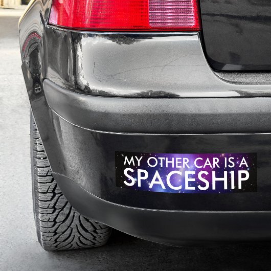 Mijn andere auto is een ruimteschip Paars sterrens Bumpersticker