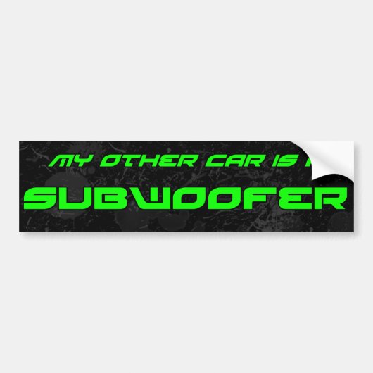 Mijn andere auto is een subwoofer bumpersticker (Voorkant)