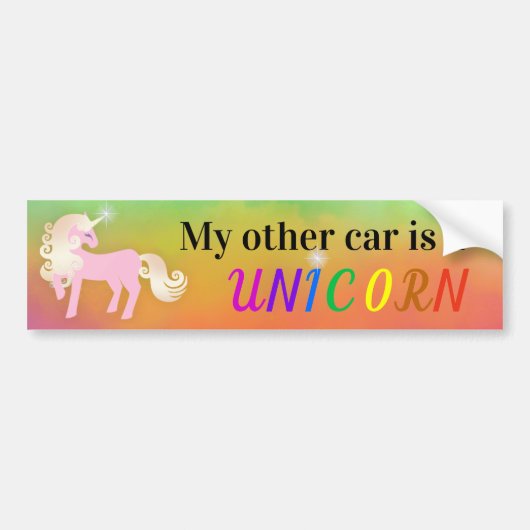 Mijn andere auto is een Unicorn Bumpersticker (Voorkant)