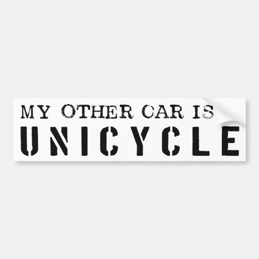 Mijn andere auto is een Unicycle Bumpersticker (Voorkant)