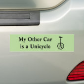 Mijn andere auto is een Unicycle Bumpersticker (Op auto)