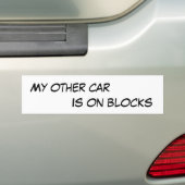Mijn andere auto staat op blokjes, grappig uitgesp bumpersticker (Op auto)