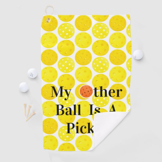 Mijn andere bal is een augurk, gele pickleball bal golfhanddoek (Insitu)
