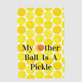 Mijn andere bal is een augurk, gele pickleball bal golfhanddoek