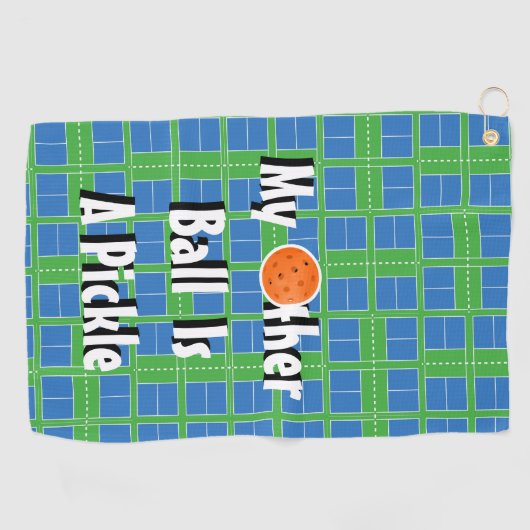 Mijn andere bal is een augurkenblauwe pickleball-b golfhanddoek (Horizontaal)