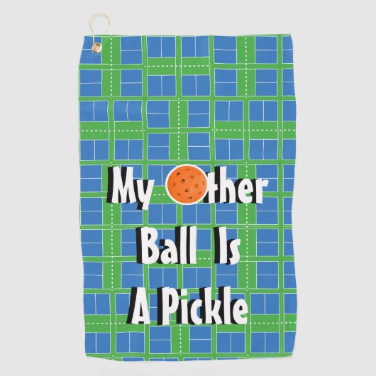 Mijn andere bal is een augurkenblauwe pickleball-b golfhanddoek (Voorkant)