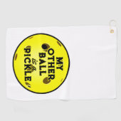Mijn andere bal is een pickle golfer geel pickleba golfhanddoek (Horizontaal)