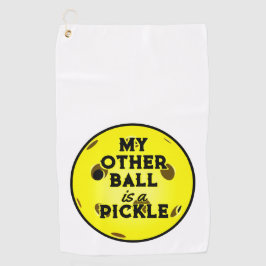 Mijn andere bal is een pickle golfer geel pickleba golfhanddoek