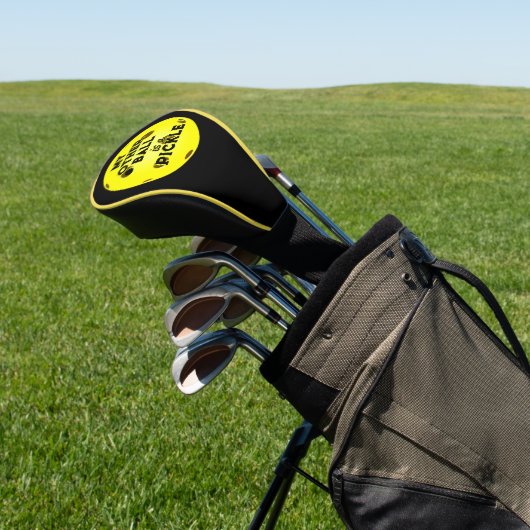 Mijn andere bal is een pickle golfer geel pickleba golfheadcover (Insitu)