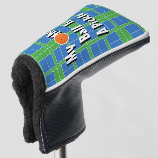 Mijn andere bal is een pickle, Pickleball Courts Golfheadcover (3/4 voorkant)