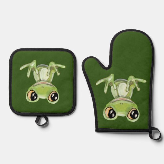 Mijn andere groene kikkervis Friend Seltzer Koelbo Ovenwant & Pannenlap Set (Voorkant)