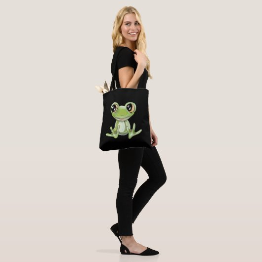 Mijn andere groene kikkervissenschouder-Canvas tas (Op model)