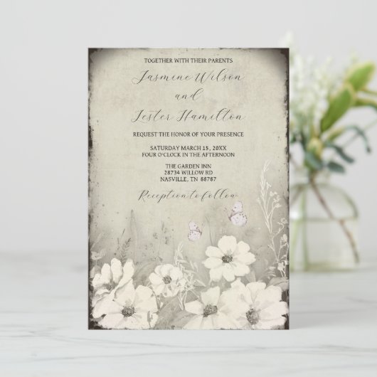 Mijn andere halve vlinder Wildflower bruiloft Kaart (Staand voorkant)