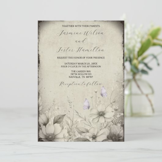 Mijn andere halve vlinder Wildflower bruiloft Kaart (Staand voorkant)